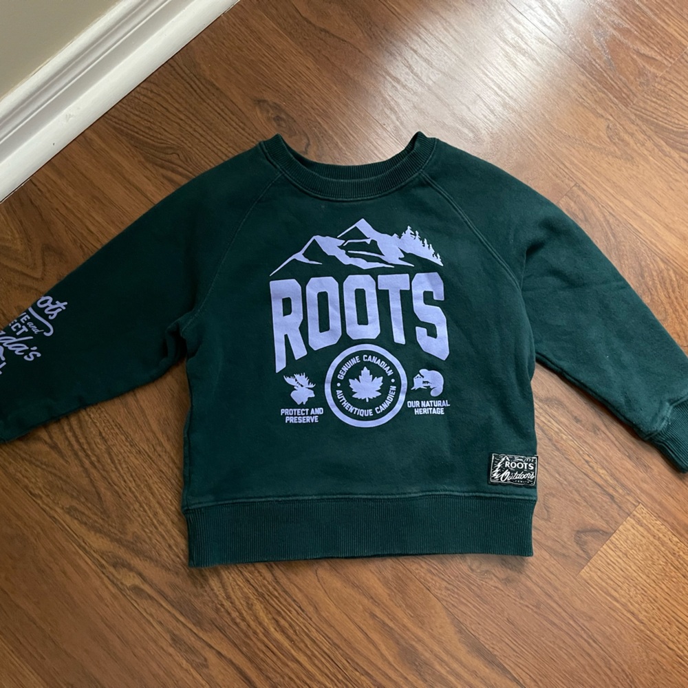 Roots Forest Green Sweatshirt with Blue Graphics